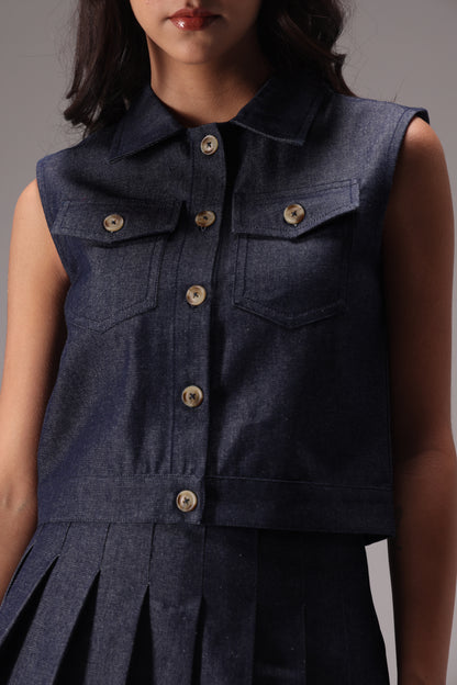 Ink Soft Cotton Denim Skort Set
