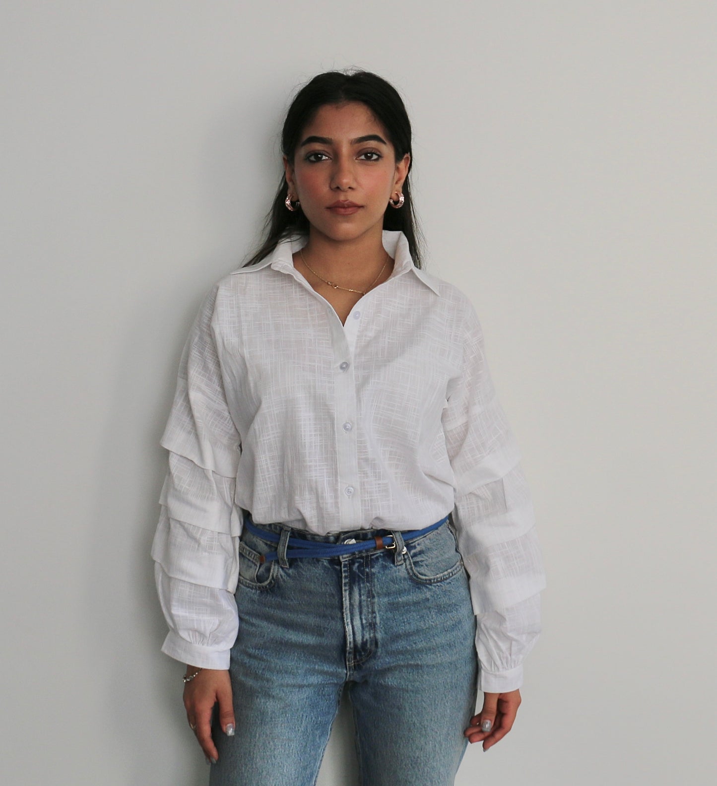 White Linen Ruffle Shirt