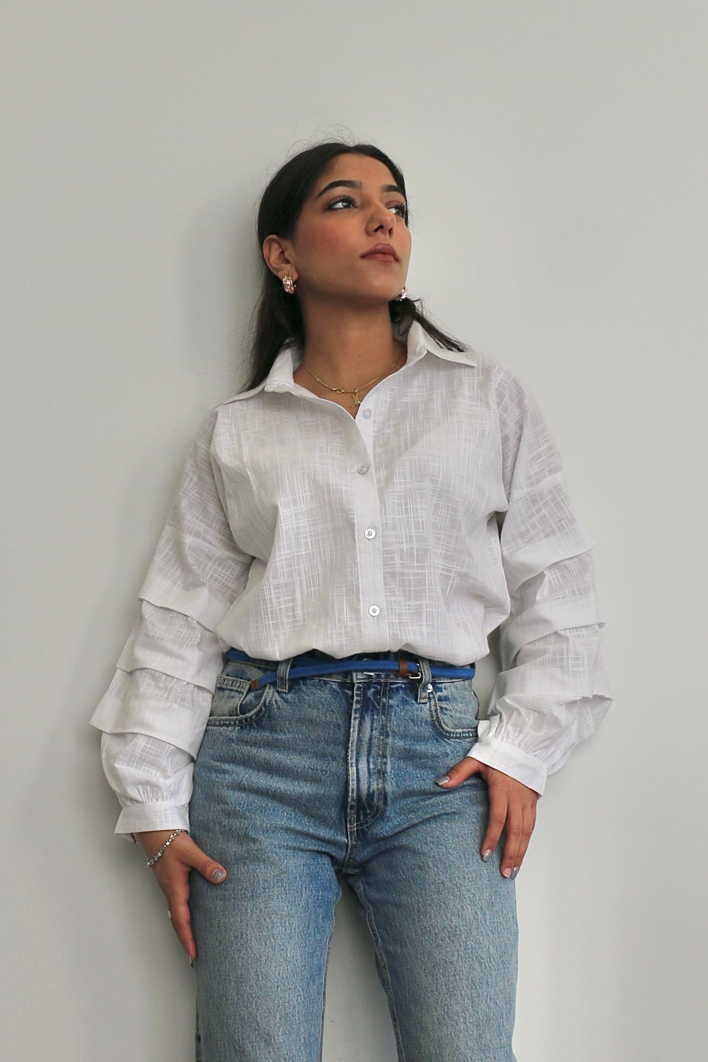 White Linen Ruffle Shirt