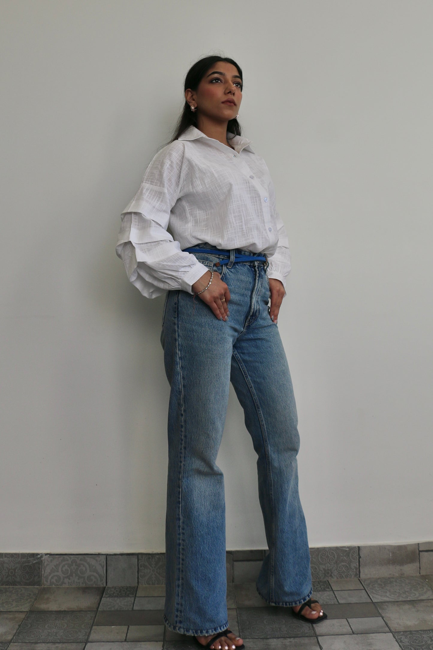 White Linen Ruffle Shirt