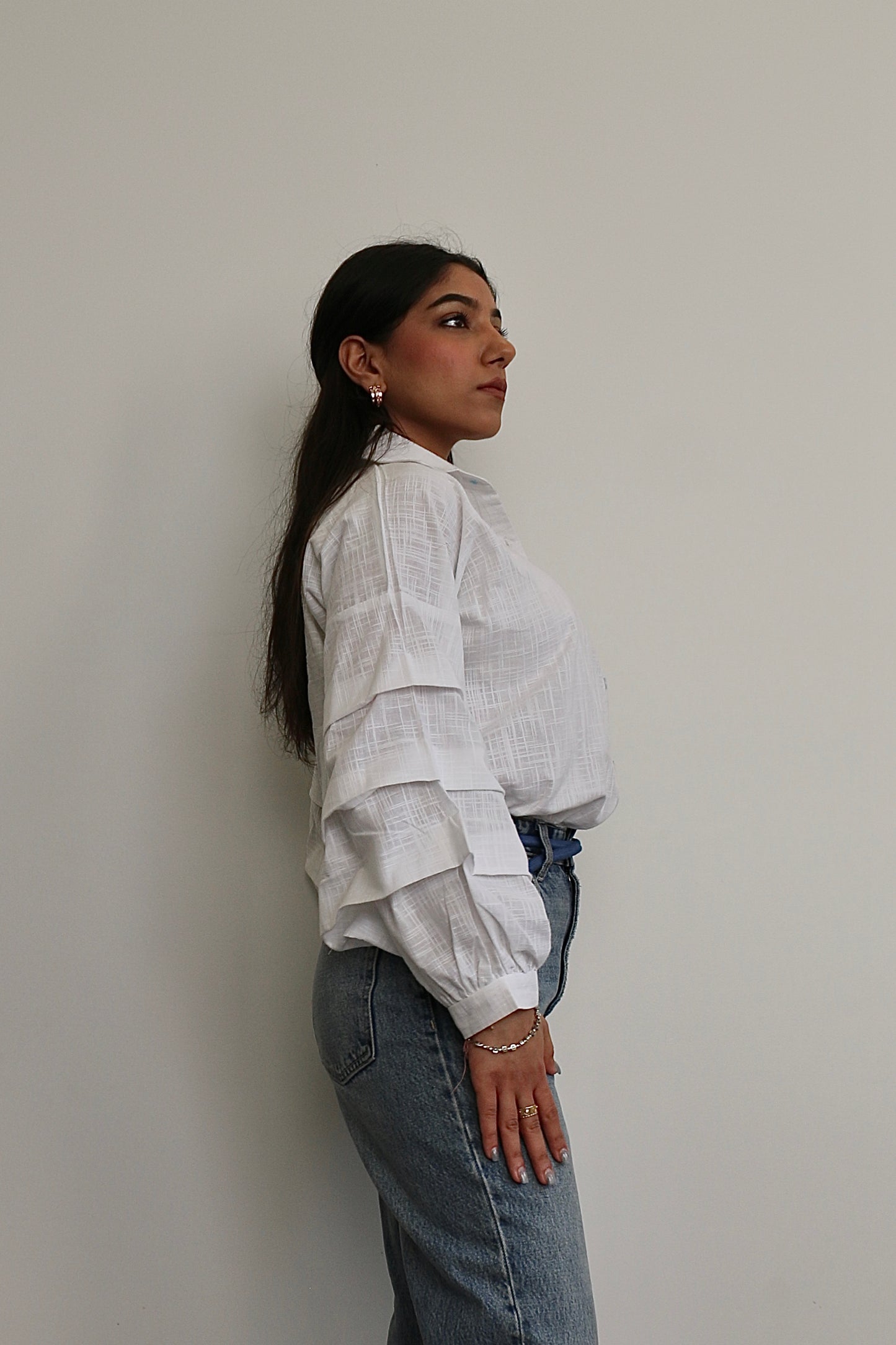 White Linen Ruffle Shirt