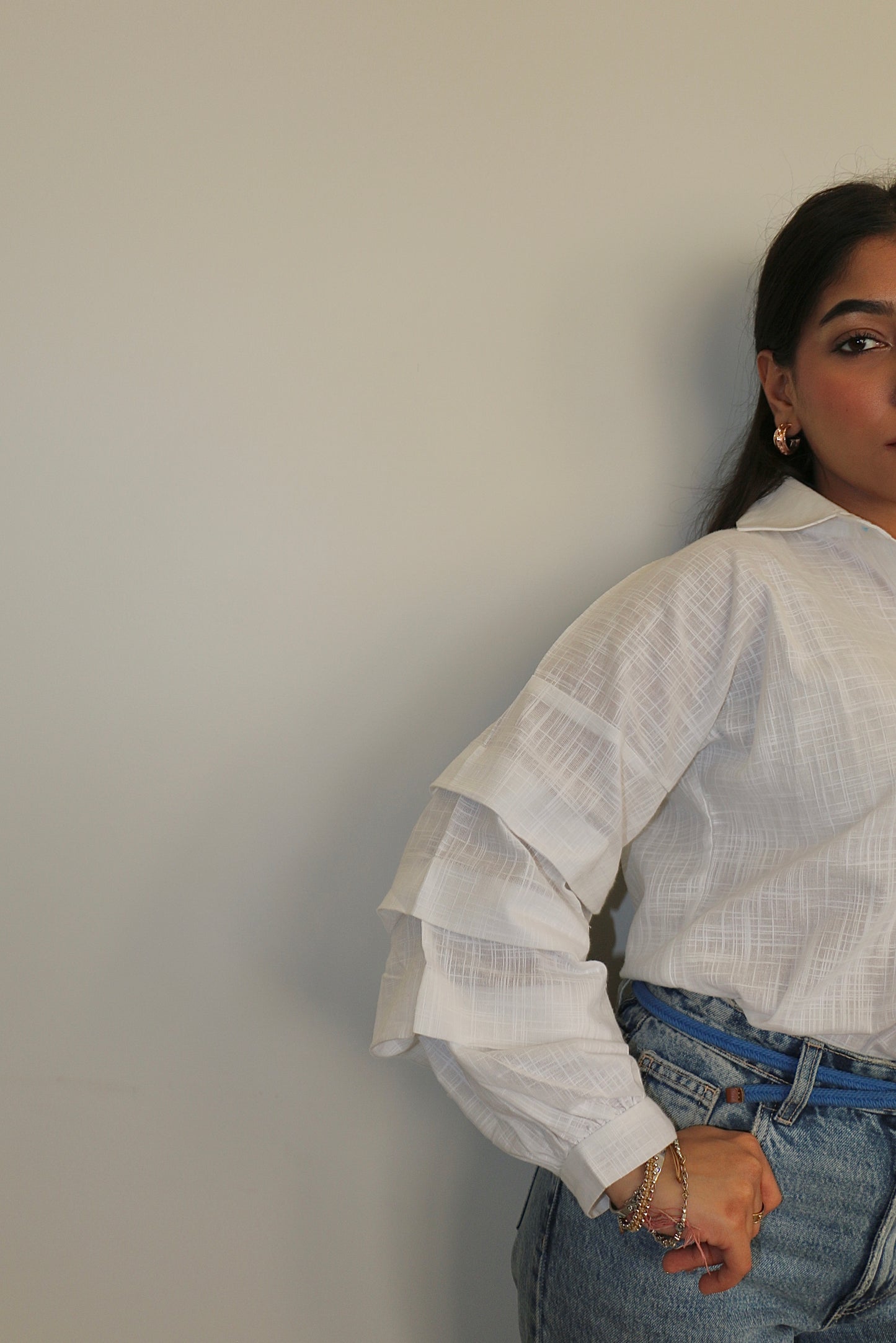 White Linen Ruffle Shirt