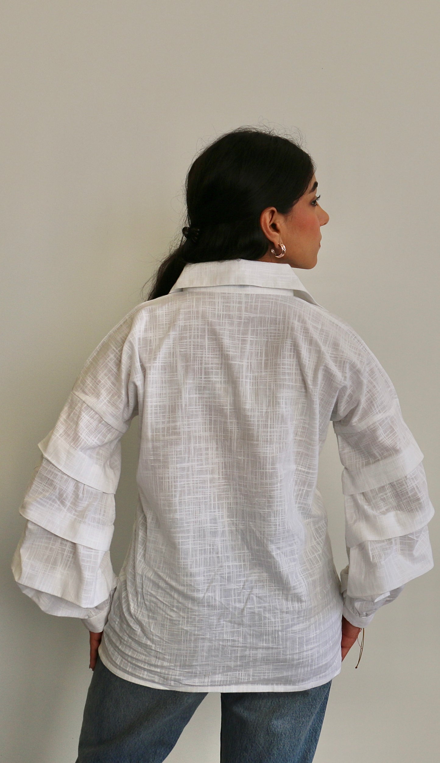White Linen Ruffle Shirt