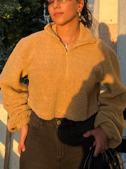 Sherpa Fleece Half Zip Sweatshirt