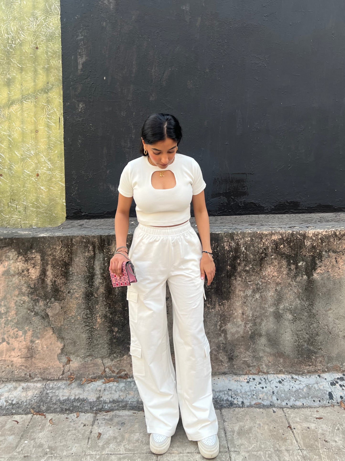 Cream French Terry Cargo Set