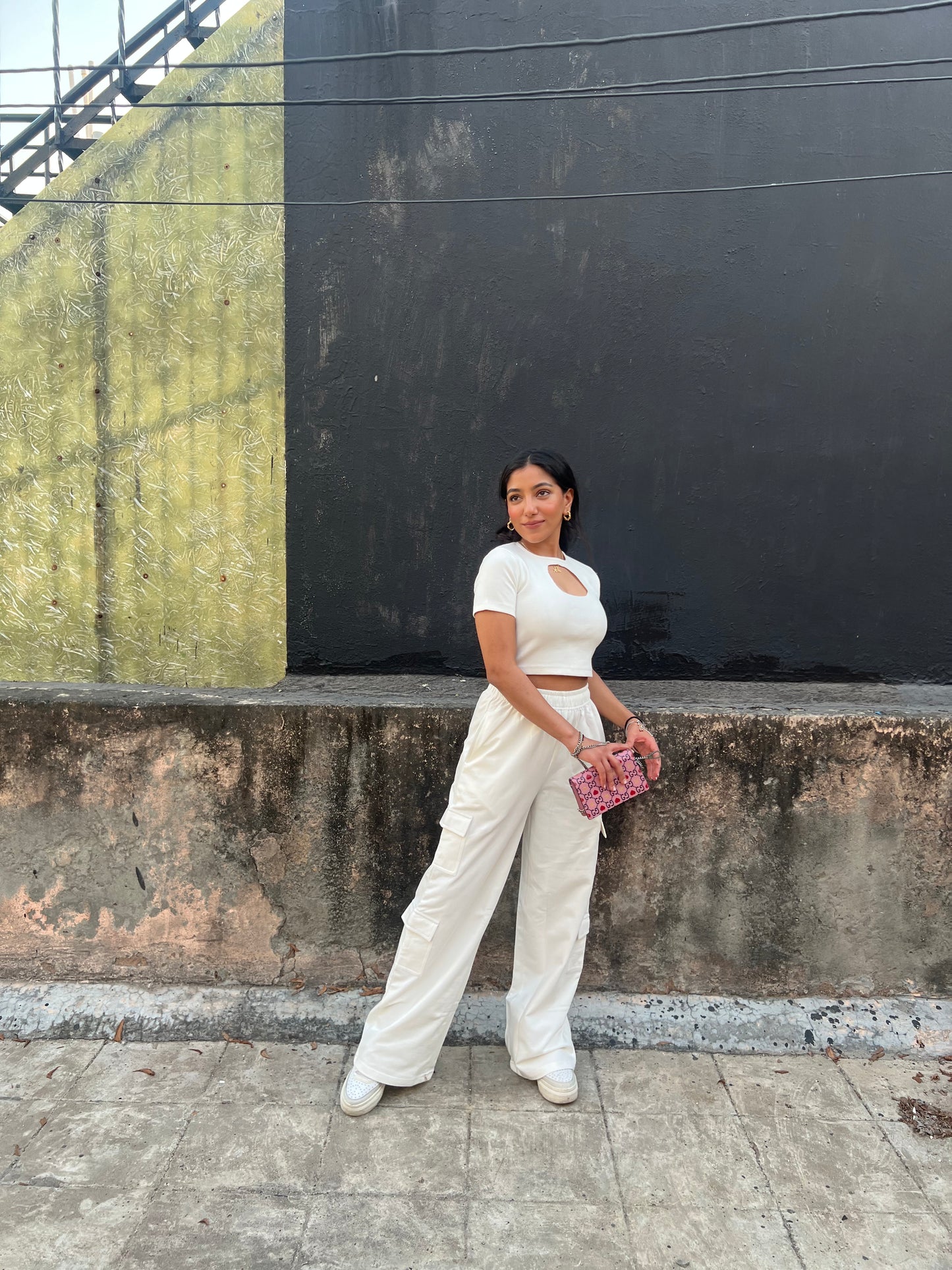Cream French Terry Cargo Set