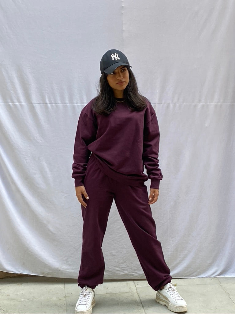 Cotton Fleece Wine Unisex Co-ord
