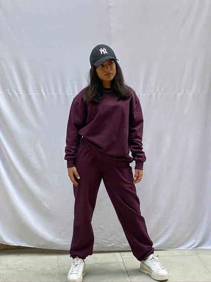 Cotton Fleece Wine Unisex Co-ord