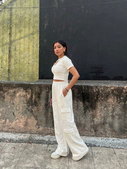 Cream French Terry Cargo Set