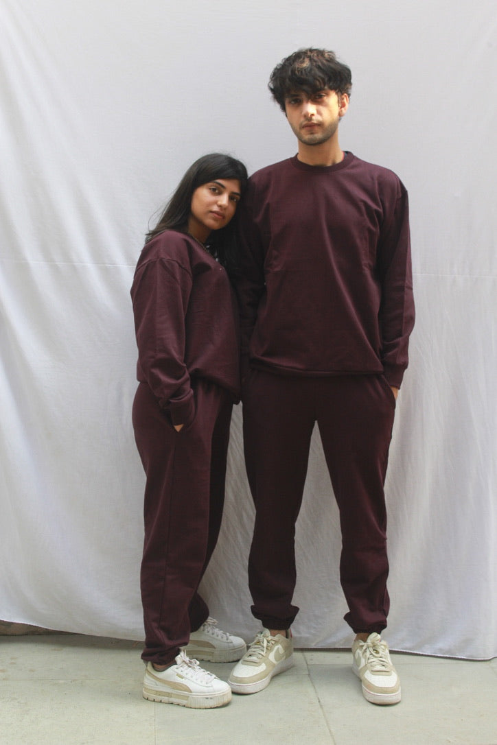 Cotton Fleece Wine Unisex Co-ord