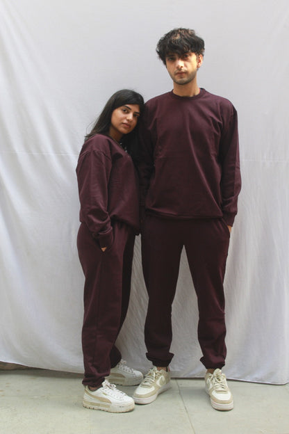 Cotton Fleece Wine Unisex Co-ord