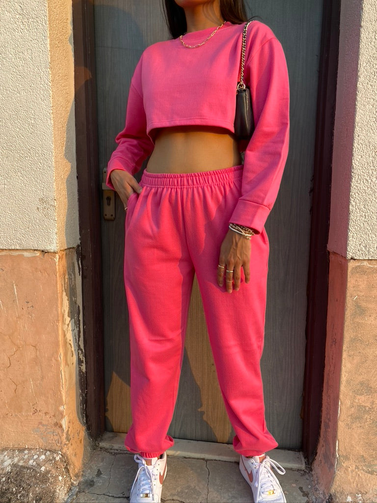 Cotton Fleece Raspberry Unisex Co-ord