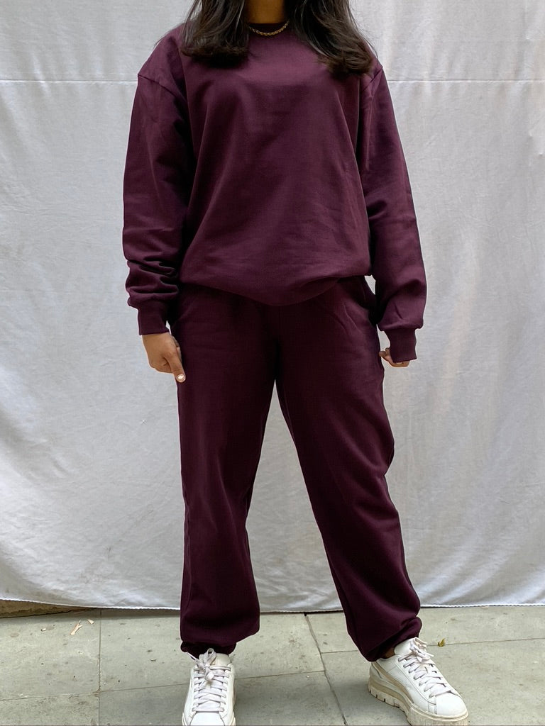 Cotton Fleece Wine Unisex Co-ord