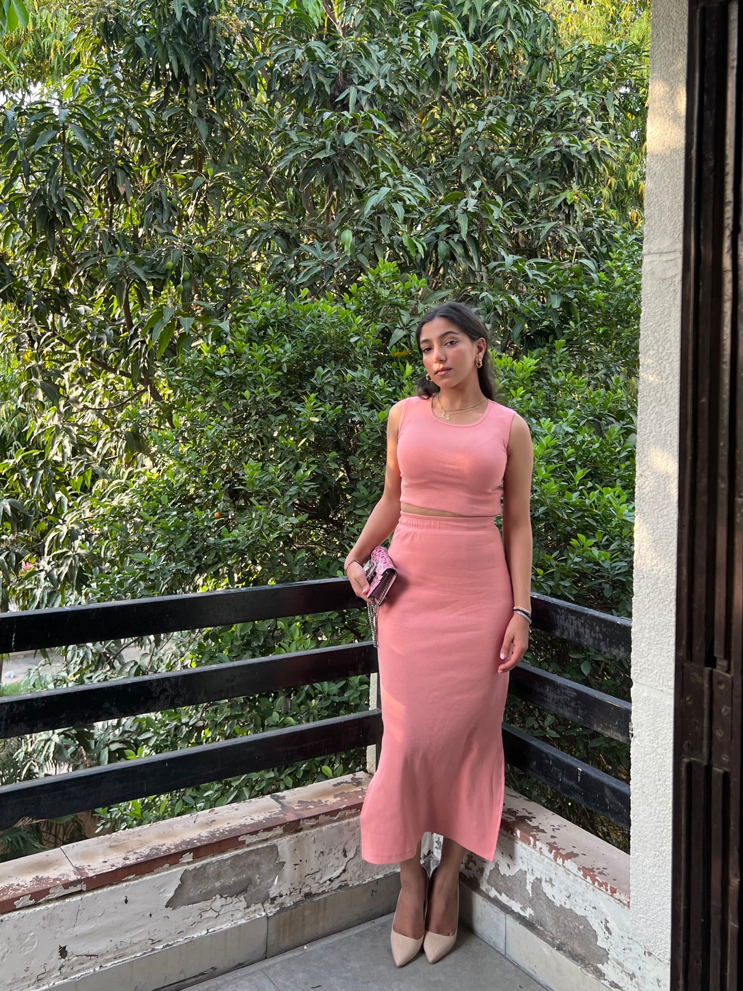 RIB Skirt  Co-ord half sleeves