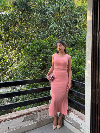 RIB Skirt  Co-ord half sleeves