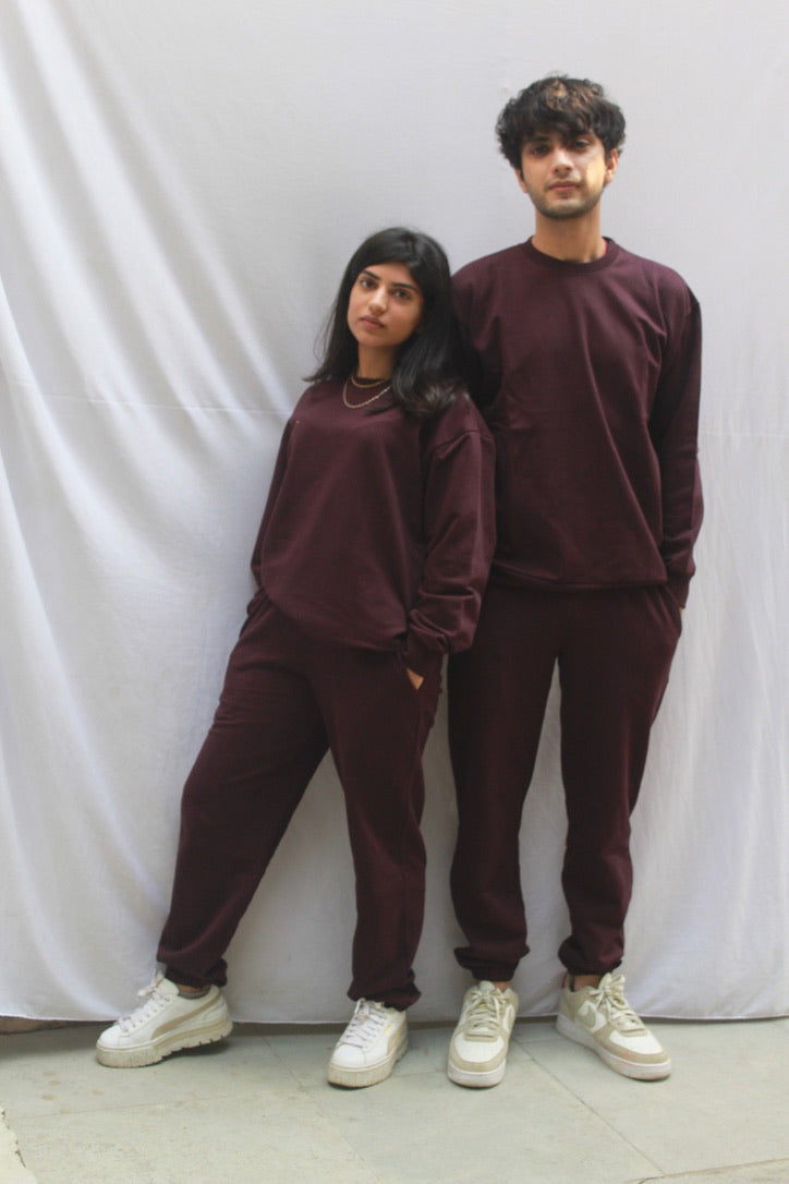 Cotton Fleece Wine Unisex Co-ord
