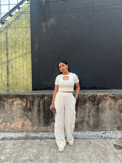 Cream French Terry Cargo Set