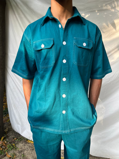 French Terry Men's Shirt Co-ord Teal Blue