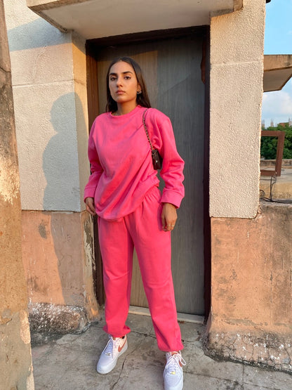 Cotton Fleece Raspberry Unisex Co-ord