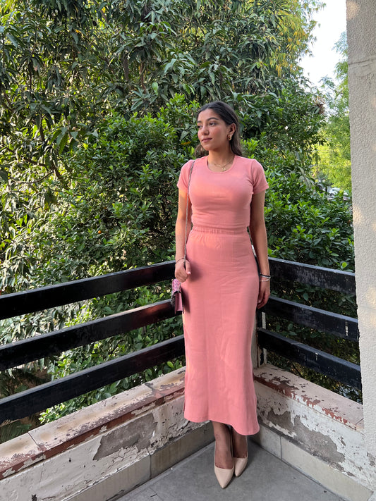 RIB Skirt  Co-ord half sleeves