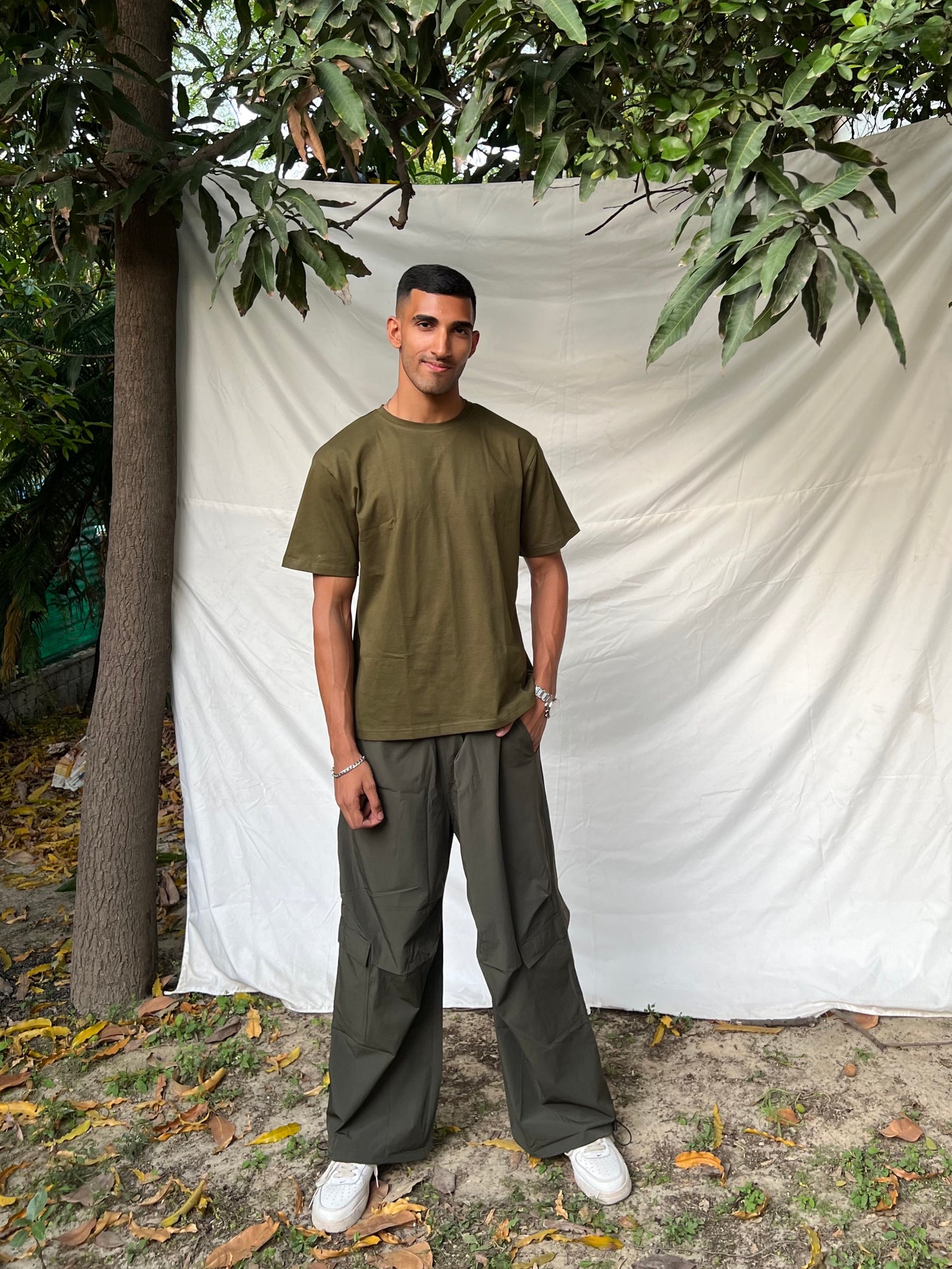 Olive Green Parachute Cargo Unisex Co-ord