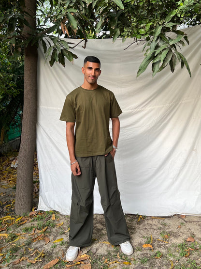 Olive Green Parachute Cargo Unisex Co-ord