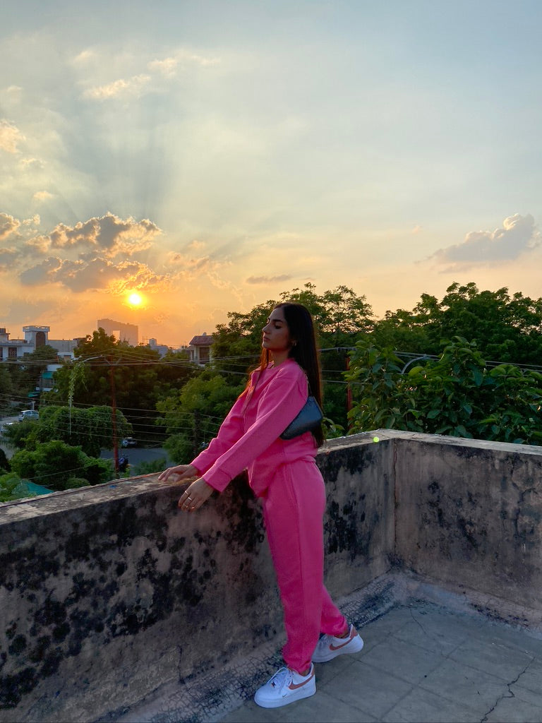 Cotton Fleece Raspberry Unisex Co-ord
