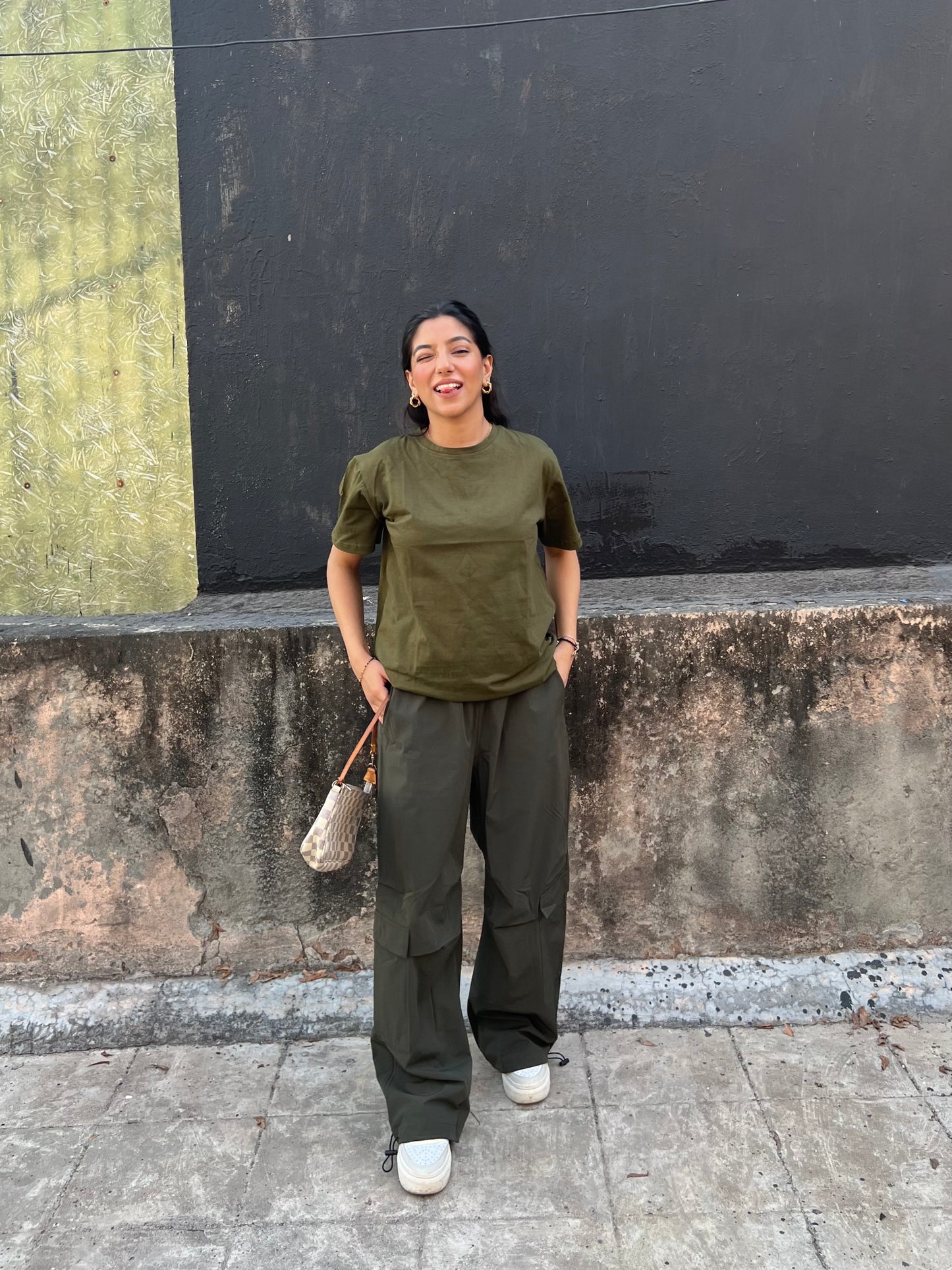 Olive Green Parachute Cargo Unisex Co-ord