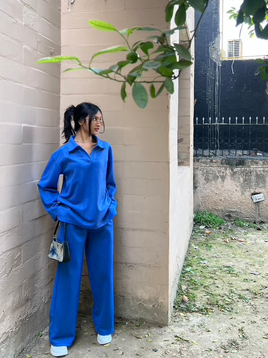 Cotton Fleece Royal Blue Co-ord