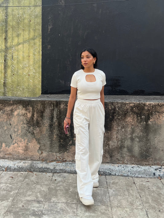 Cream French Terry Cargo Set