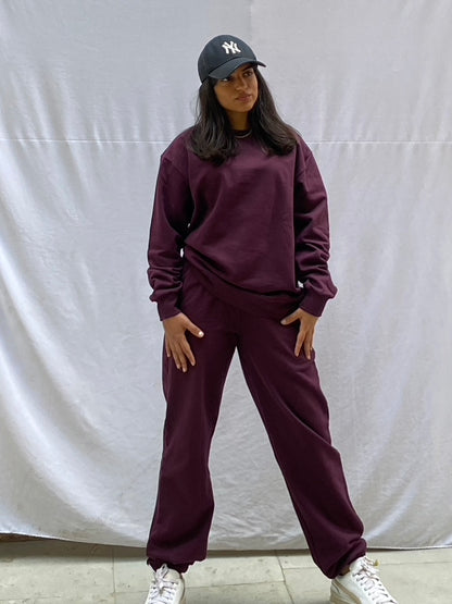 Cotton Fleece Wine Unisex Co-ord