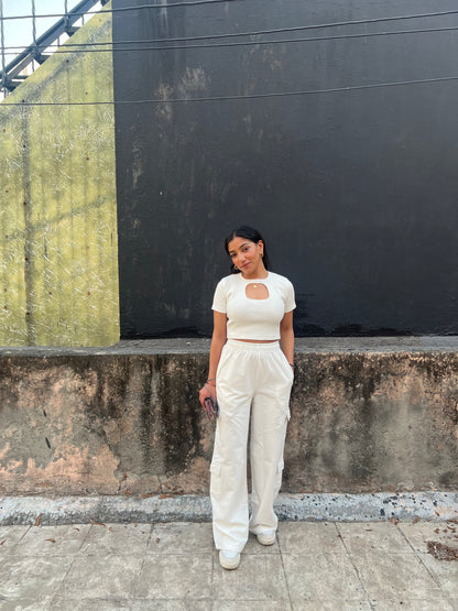 Cream French Terry Cargo Set