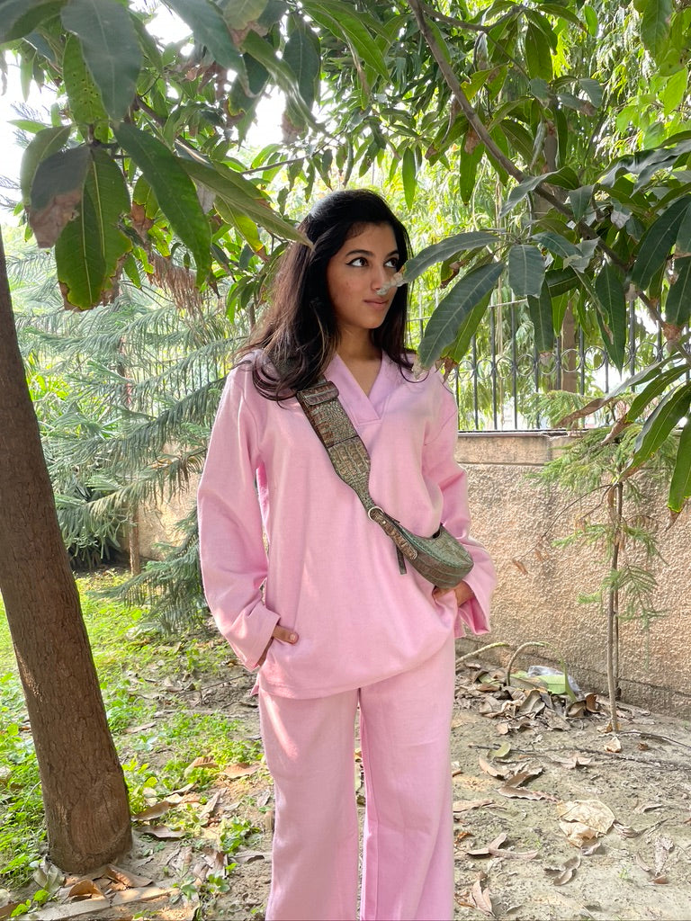 Cotton Fleece Light pink Co-ord