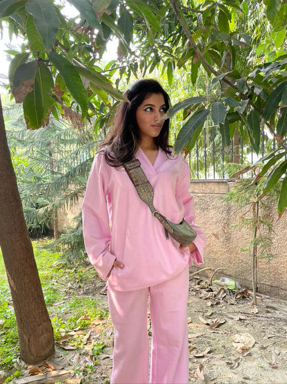 Cotton Fleece Light pink Co-ord