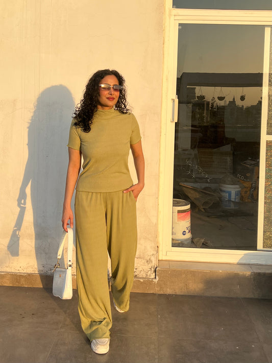 Matcha Green RIB Long Top  Co-ord