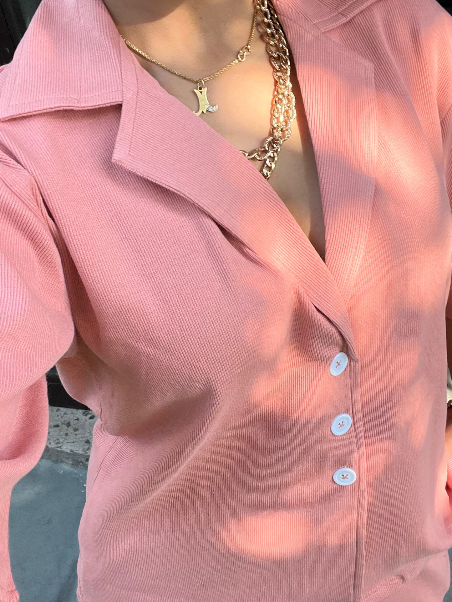 RIB Knit Onion Pink Collar Co-ord