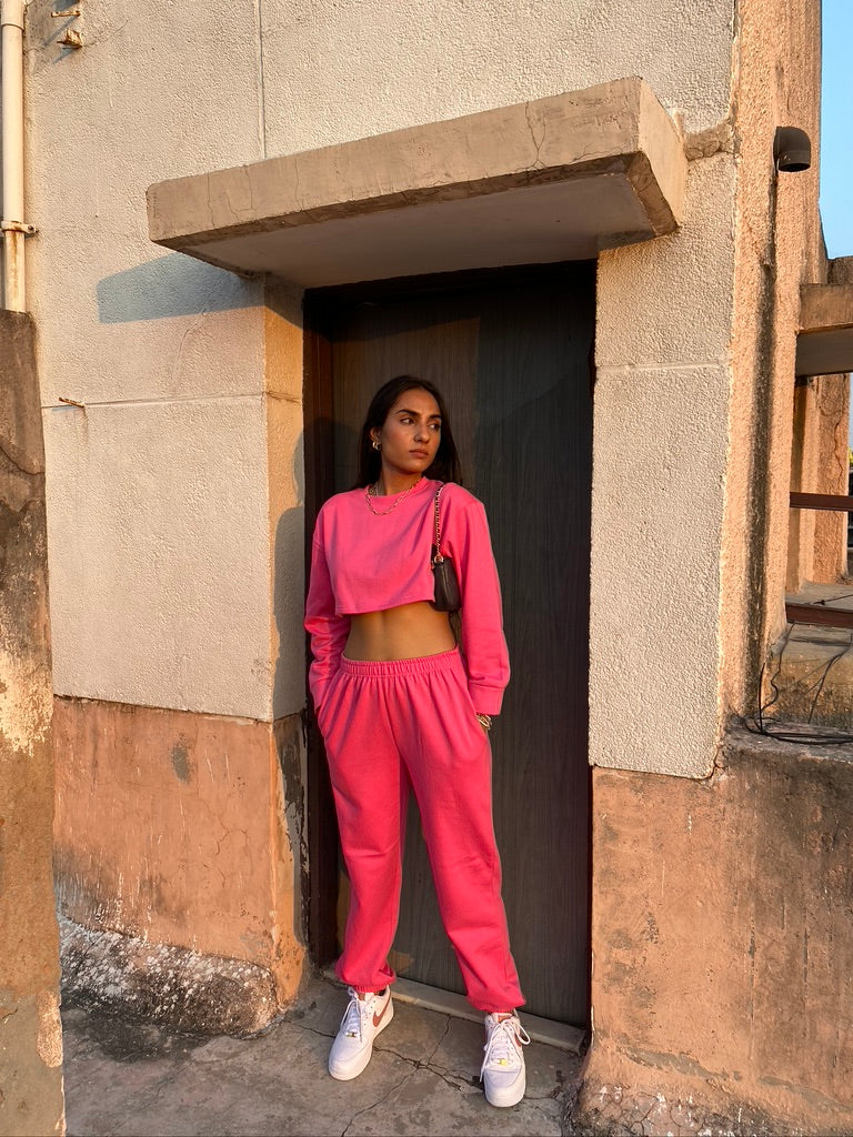 Cotton Fleece Raspberry Unisex Co-ord