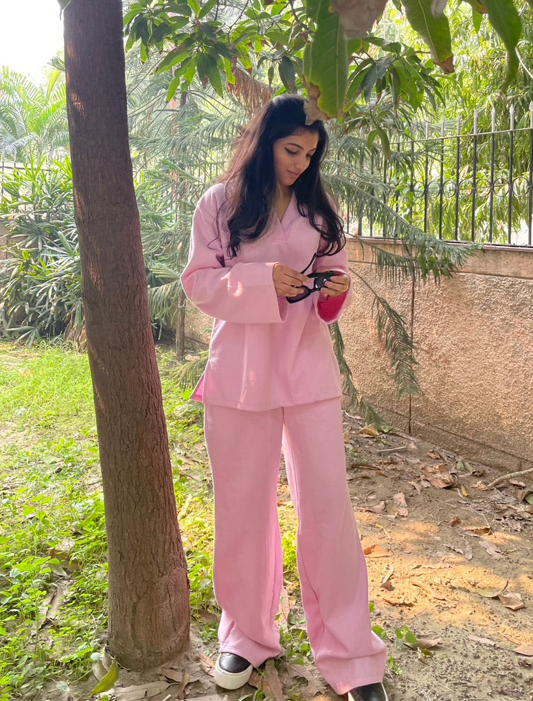 Cotton Fleece Light pink Co-ord