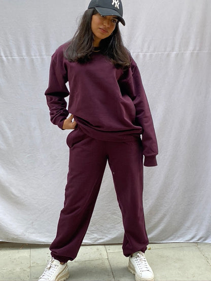 Cotton Fleece Wine Unisex Co-ord