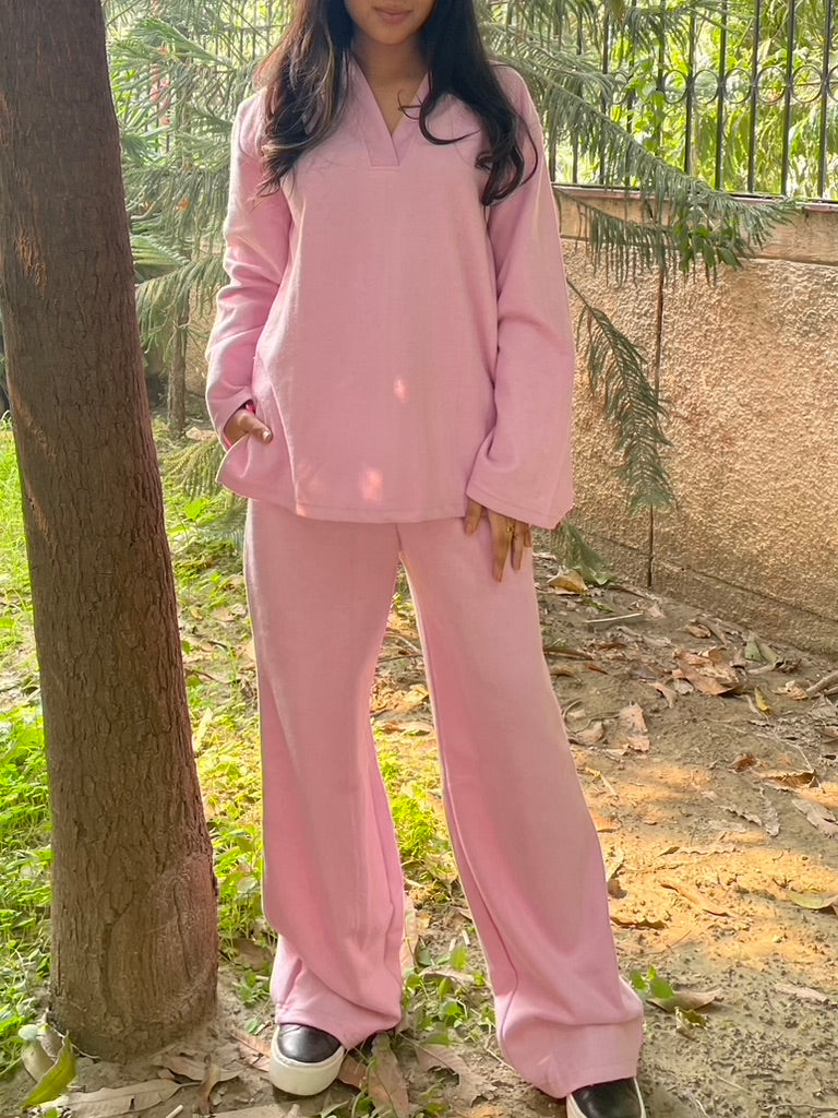 Cotton Fleece Light pink Co-ord