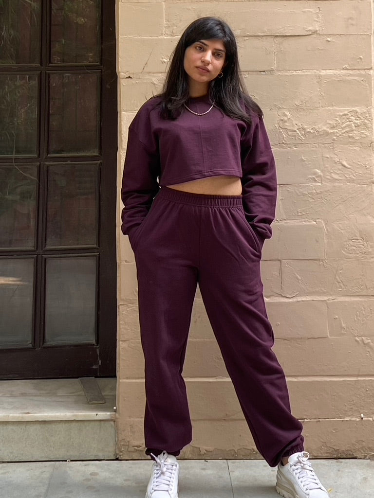 Cotton Fleece Wine Unisex Co-ord