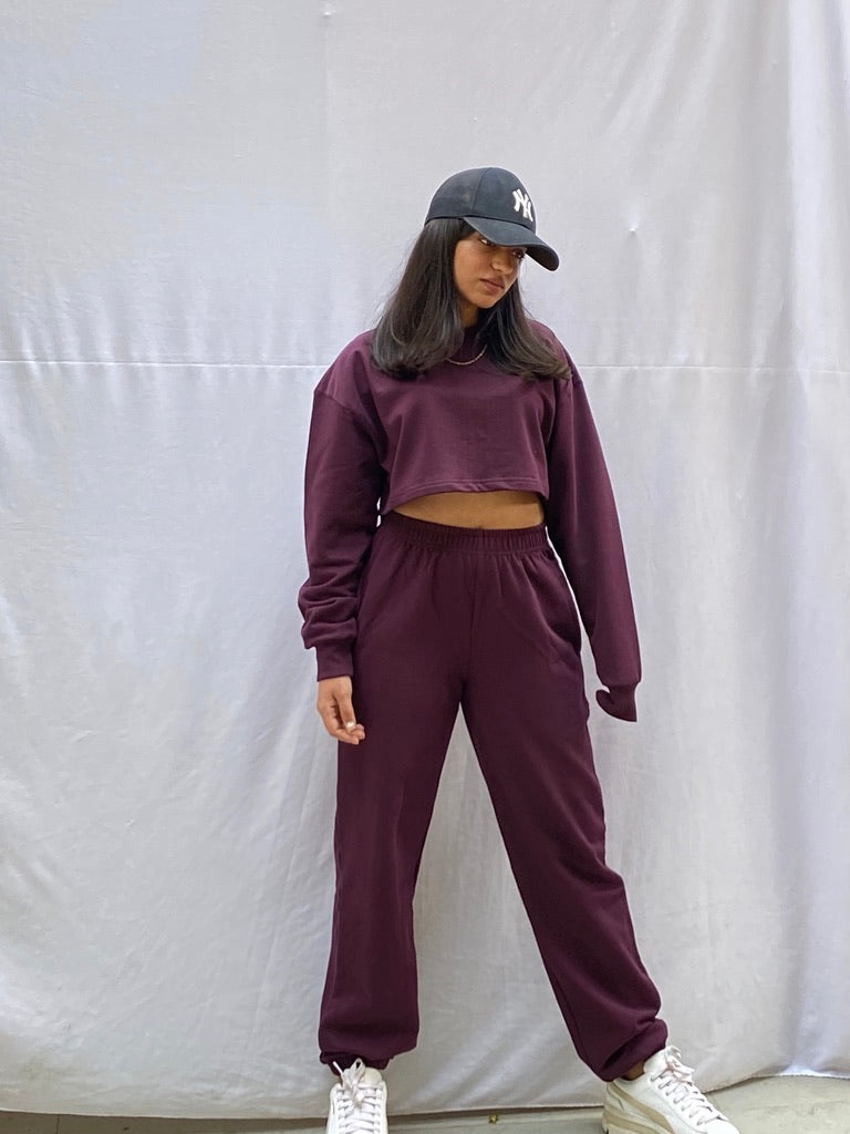 Cotton Fleece Wine Unisex Co-ord