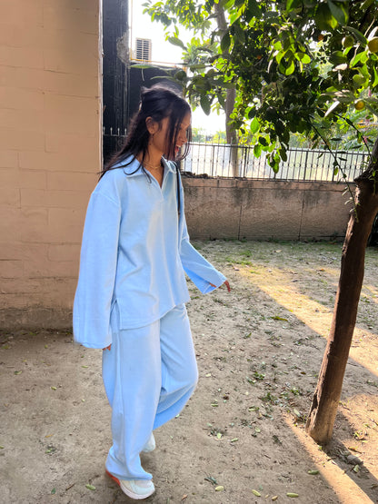 Cotton Fleece Sky Blue Co-ord