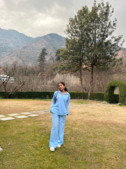 Cotton Fleece Sky Blue Co-ord